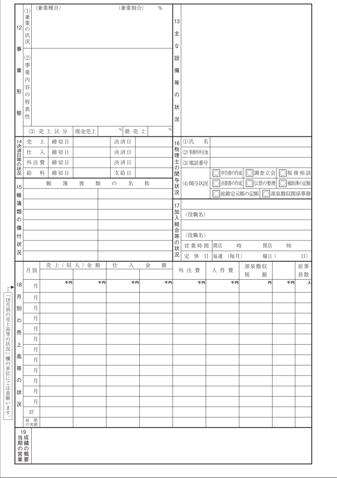 法人事業概況説明書裏 とある信用金庫のぷりんくん